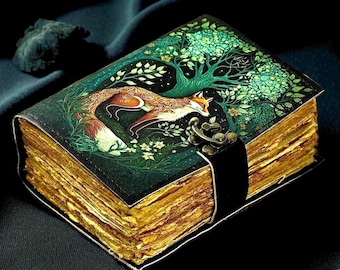 400 Page Handmade Fox Leather Journal, Blank Spell Book of Shadows, Deckle Edge Grimoire