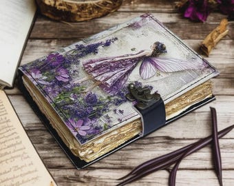Handgefertigtes Feen-Leder-Grimoire-Buch – Hexenbuch mit Schloss, Zauberbuch