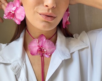 Orchidea Fucsia Pearls & Crystal