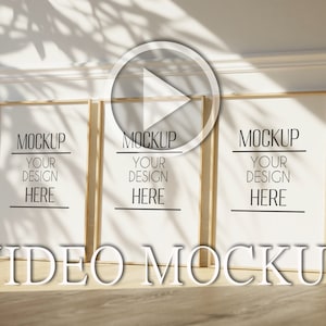 Vertical Video Frame Mockup with 3 Thin Wooden Frames | DIN A Ratio