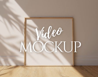 Mockup video con cornice quadrata / Parete e cornice personalizzabili (PSD)