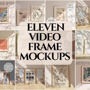Paquete de maquetas de marcos de video / Marco vertical y horizontal con opción de pared y marco para colorear / Relación DIN A / Maqueta de marco cuadrado / Relación 1:1