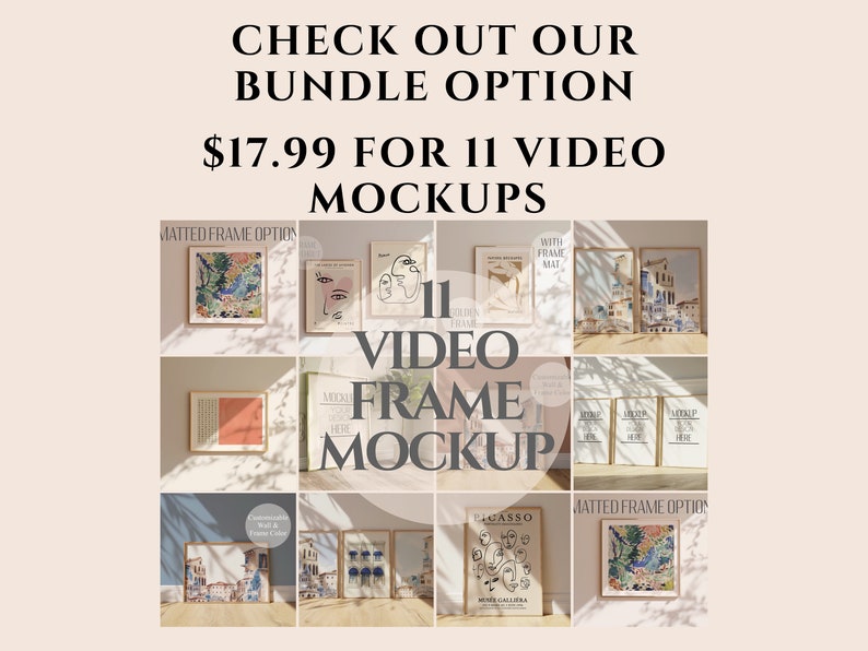 Gold Vertical Frame Video Mockup | Customizable Wall Color image 8