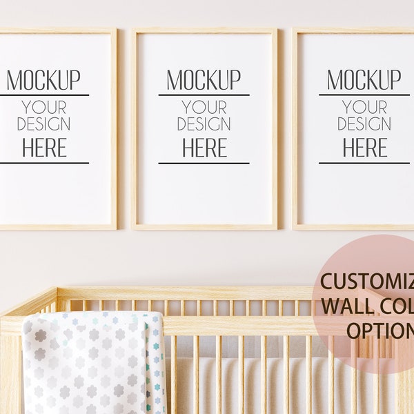 Nursery Frame Mockup with Customizable Wall | DIN A Ratio | Frame Mockup for Kids Room