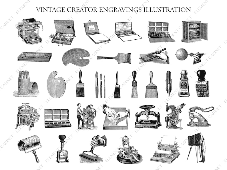 Vintage Equipment Clipart Bundle, Antique Camera Clipart, Vintage ...