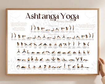 Ashtanga Primary Series Yoga Poster, Illustrated Yoga Art (Digital Download)
