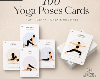 100 Yoga Pose Cards Printable | Asana Reference Deck | English Sanskrit PDF
