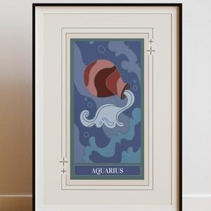 Aquarius Wall Art Zodiac Poster | Aquarius Art  | Aquarius Gift | Aquarius Wall Art | Aquarius Gifts | Astrology Art | Aquarius Cosmic Art