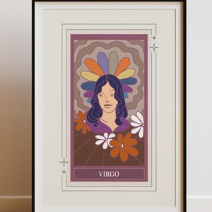 Virgo Wall Art Zodiac Poster | Virgo Art  | Virgo Gift | Virgo Wall Art | Virgo Gifts | Astrology Art | Virgo Goddess Cosmic Art Print