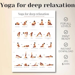 Yoga for deep relaxation Sequence Poster, Yoga Poses Wall Art (Digital Download)