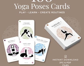 Yoga Posen Flash Karten: Hatha & Moderne Asanas, Sanskrit Namen (PDF Download)