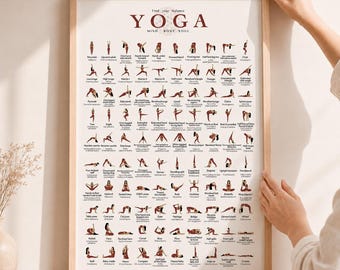 100 Yoga Poses Art Print: Hatha Asanas Beginner Guide (Digital Download)