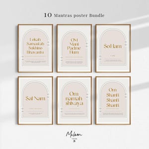Set of 10 Mantras Posters to Print | 10 Bundle Yoga Wall Art | Mantra Poster | Spiritual Quote Wall Art | Spiritual Posters to Print