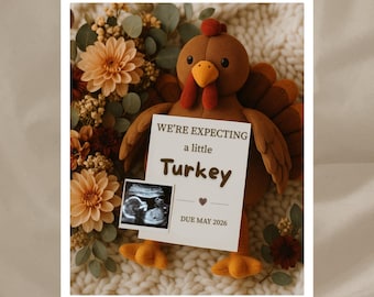 Thanksgiving Schwangerschaftansage | Boho Truthahn Baby Reveal (Digitaler Download)