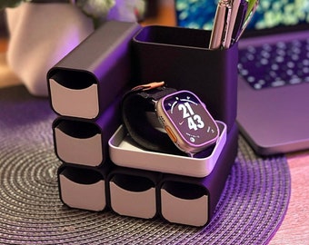 Compact Desktop Organiser I Retro Pen-Pot, Draws, And Trays