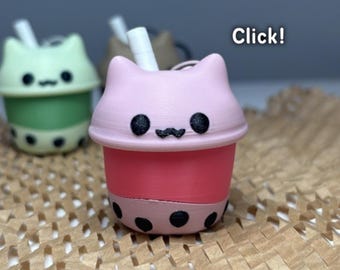 Boba Tea Fidget Clicker – Cute Kawaii Bubble Tea Toy, Stress Relief Sensory Fidget, Fun Gift for Teens & Adults, Kawaii Desk Toy