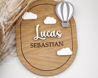 Personalized Hot Air Balloon Wooden Name Plaque: Nursery Decor