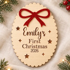 Placa personalizada para la primera Navidad del bebé, recuerdo navideño de madera, regalo para recién nacido