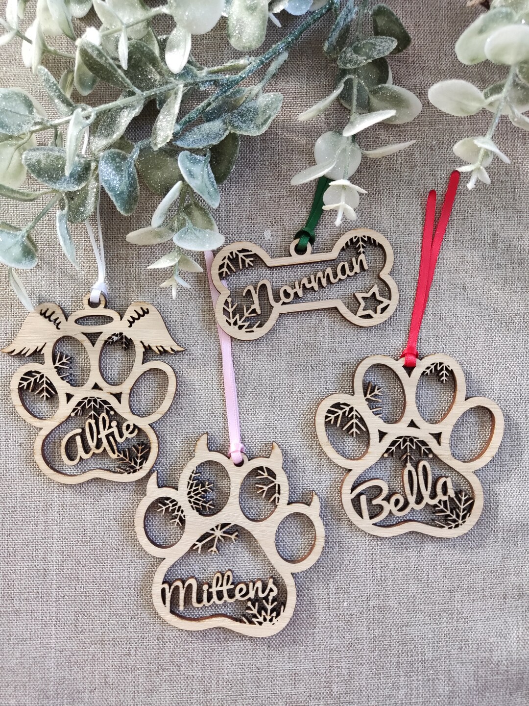 Personalised Wooden Pet Christmas Ornaments Christmas Tree Etsy UK