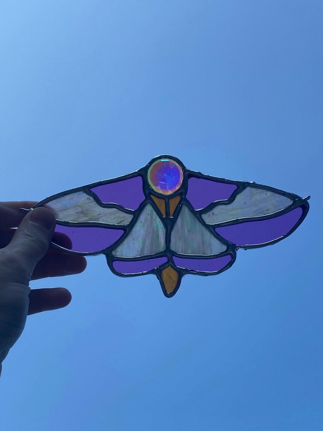 Rosy Maple Moth Stained Glass Suncatcher - Etsy
