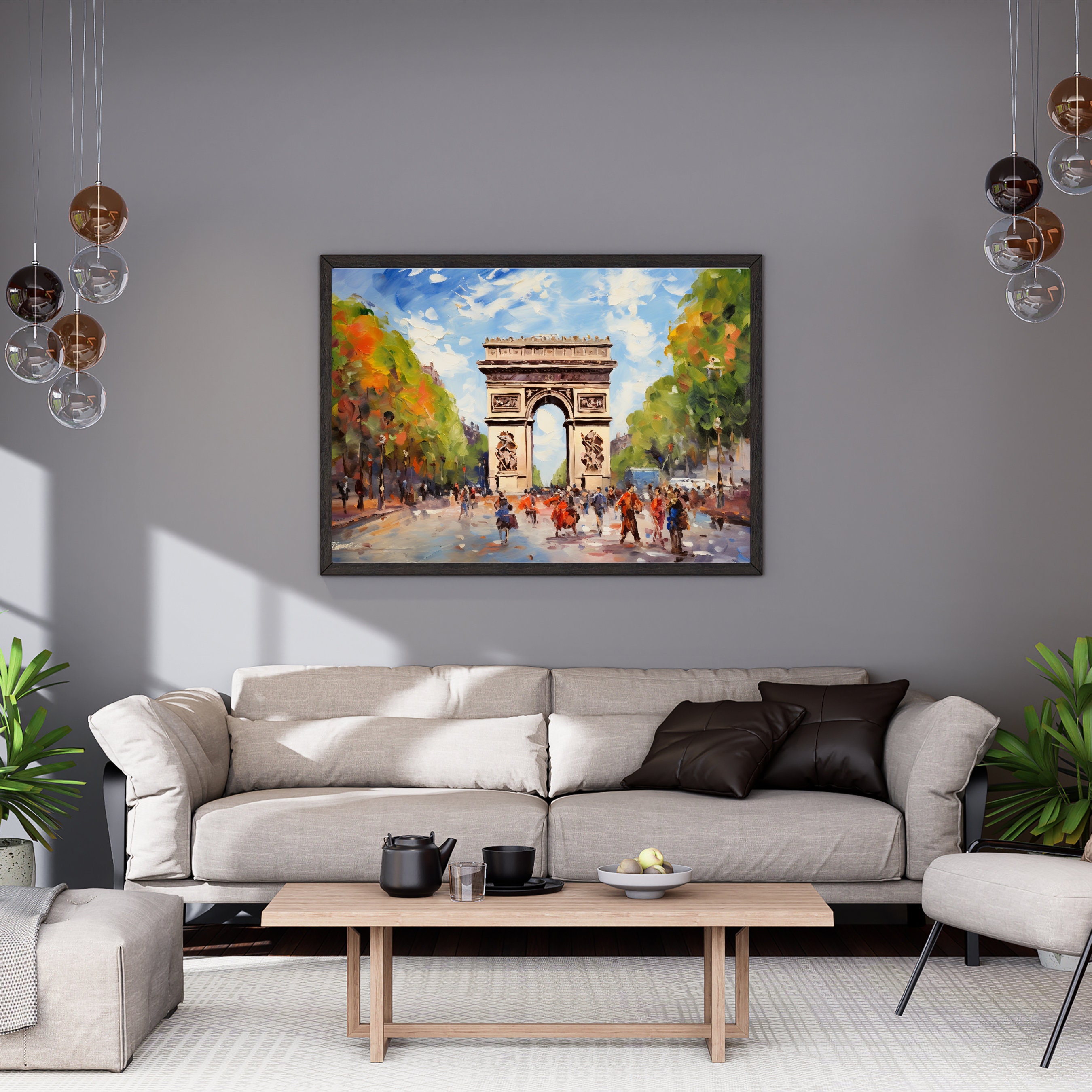 Paris Arc De Triomphe Oil Painting Digital Print. Cityscape