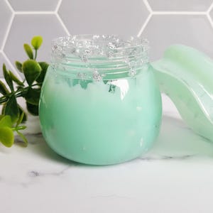Keepsake Treasure Stash Jar w/ Lid, Mint Green Epoxy Resin Jar with Silver Foil Flakes, Jewelry Jar, Housewarming Gift for Her, Pudding Jar