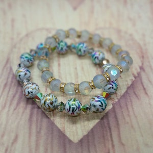 Druzy Dream Bracelet Set | Swarovski bracelet set | druzy style bracelets | mermaid bracelets | elastic bracelet duo | stretch bracelets