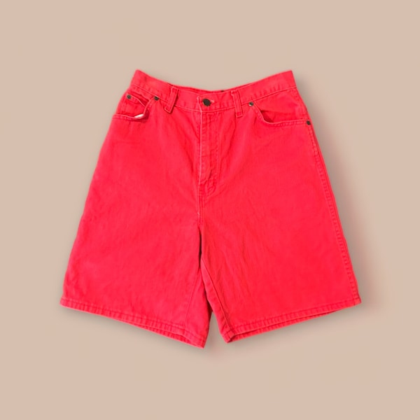 Vintage American-Made Red Denim Shorts - 29-inch Classic Style