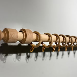 100% Natural Wooden Curtain Pole / Curtain Rod Set 35mm Natural Raw