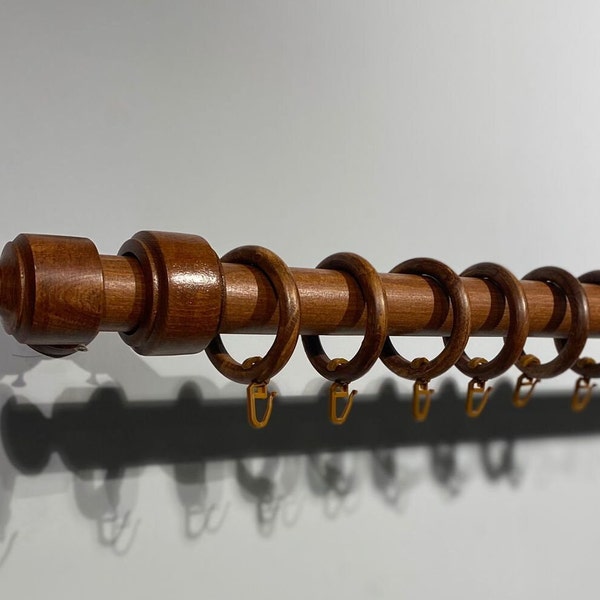 100% Natural Wooden Curtain Pole / Curtain Rod Set 35mm Pinotex