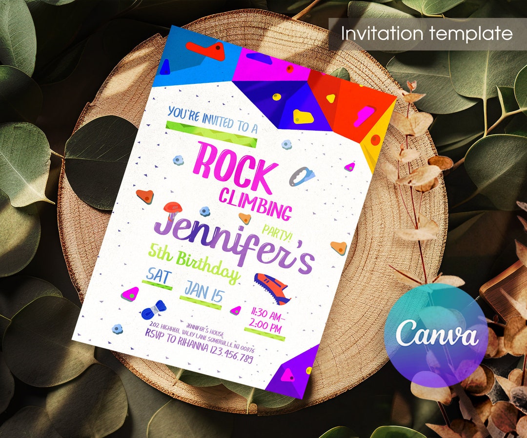 Printable Rock Climbing Invitation Climber Editable Birthday - Etsy