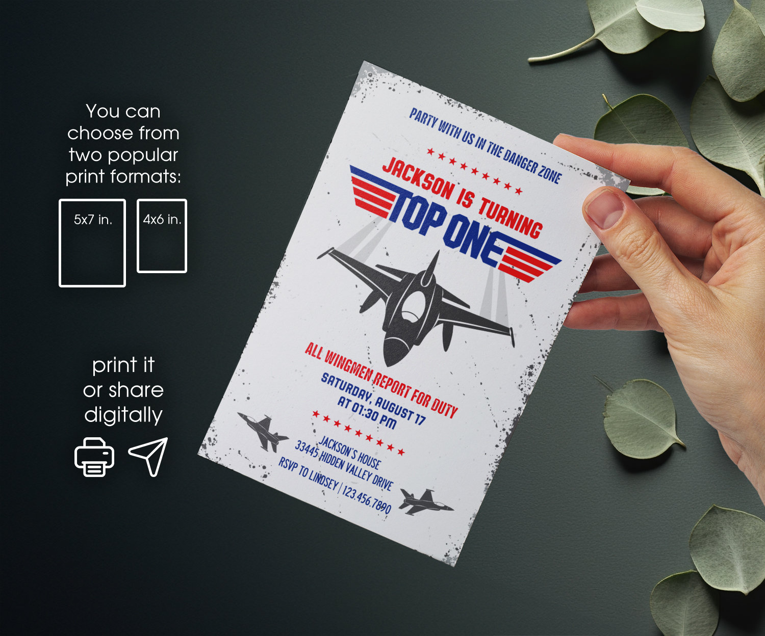 Printable Top Gun Birthday Invitation Maverick Invitation Etsy