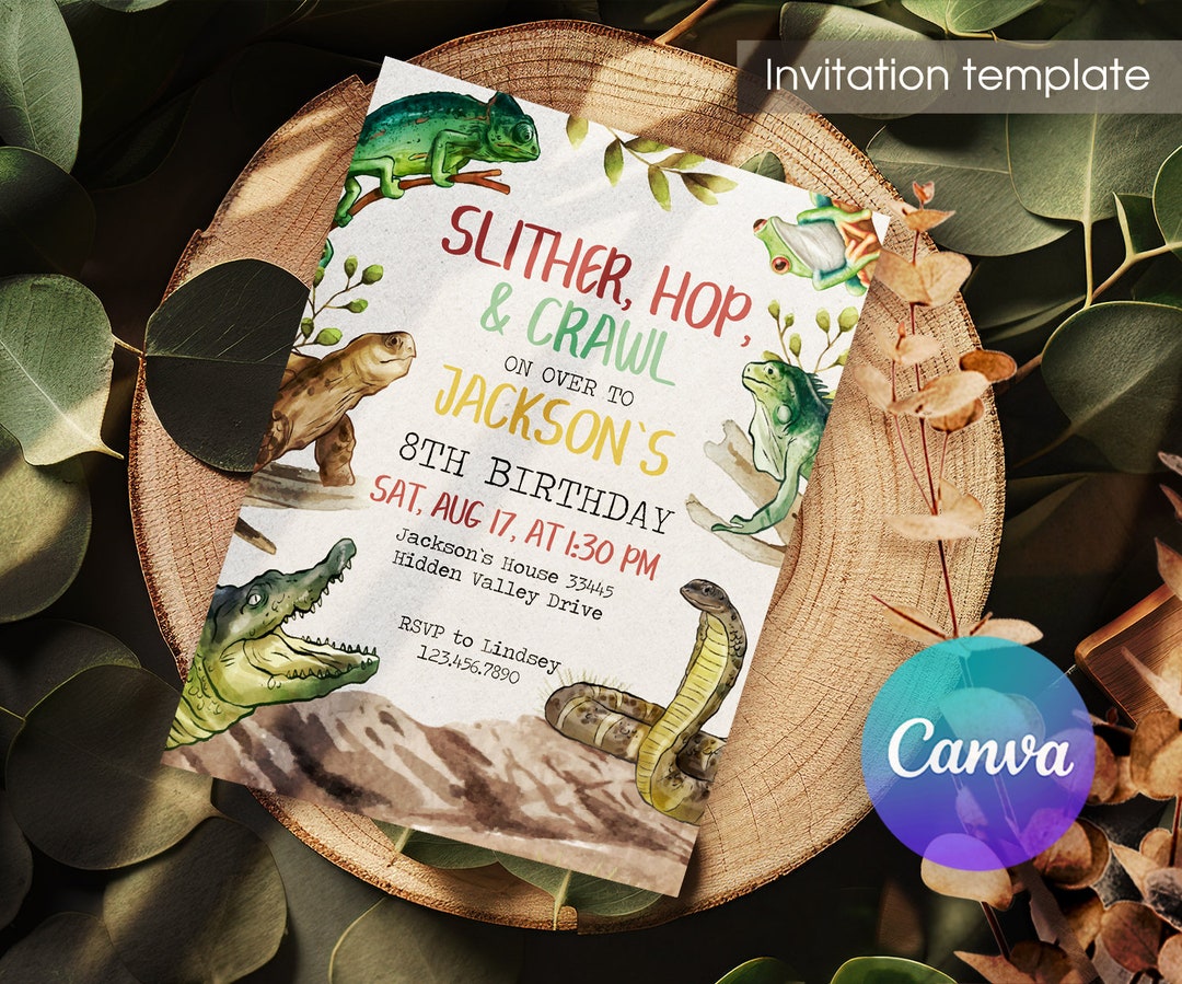 Printable Reptile Invitation Birthday Invite Editable Etsy