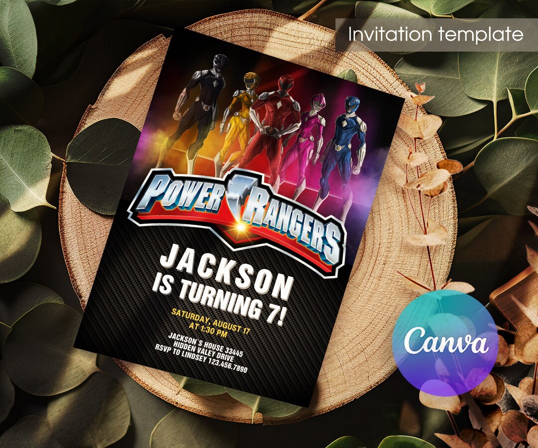 Printable power rangers Invitation Editable Birthday Invite - Etsy México