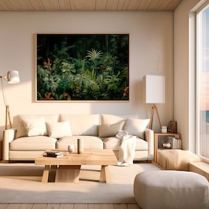 Tropical Jungle Wall Art, Mid Century Modern Art, Vintage Home Decor. Instant Download, Henri Rousseau Inspired Painting
