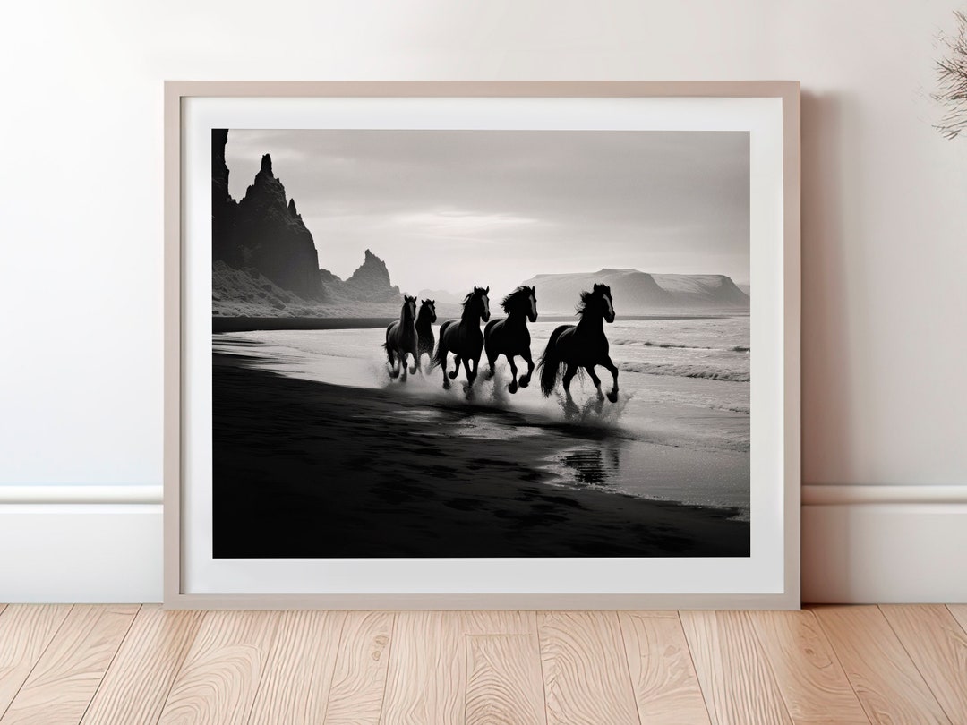 Horse Photography Wall Art, Black and White, Wild Horse Print