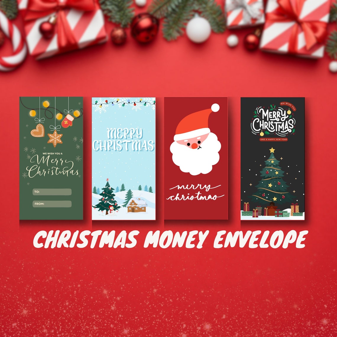 Printable Christmas Money Envelope, Christmas Cash Envelope Templates ...