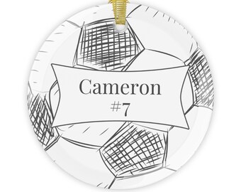 Soccer Player Glass Ornament, Personalized Christmas Holiday Gift for Teammates, Coach, Christmas Tree Ornament - Soccer Theme