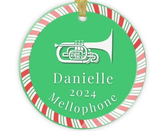 Mellophone Marching Band Personalized DIY Christmas Ornament for Student Marcher, High School College musician ornament, glass ornament DCI