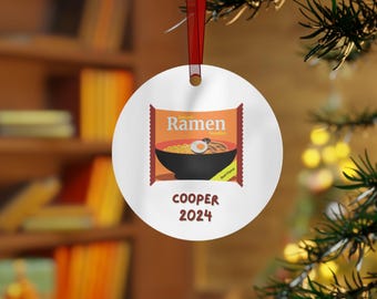 Ate a lot of ramen noodles personalized name and year ornament tree decoration gift