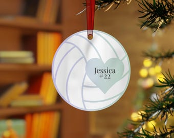 Volleyball Ornament, Personalized High School Decor, Holiday Gift, Christmas Ornament, Sports Team Decoration, Custom Metal Ornament