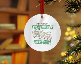 Ramen Christmas Tree Ornament, Noodles College Student Gift, Encouragement Decor, Holiday Decoration, Unique Food Lover, Metal Ornament