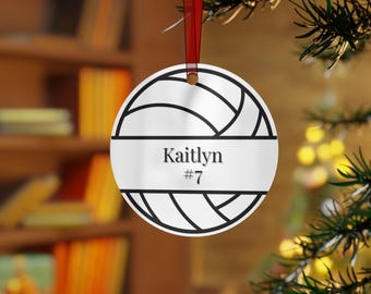 Volleyball Ornament, Personalized High School Decor, Holiday Gift, Christmas Ornament, Sports Team Decoration, Custom Metal Ornament