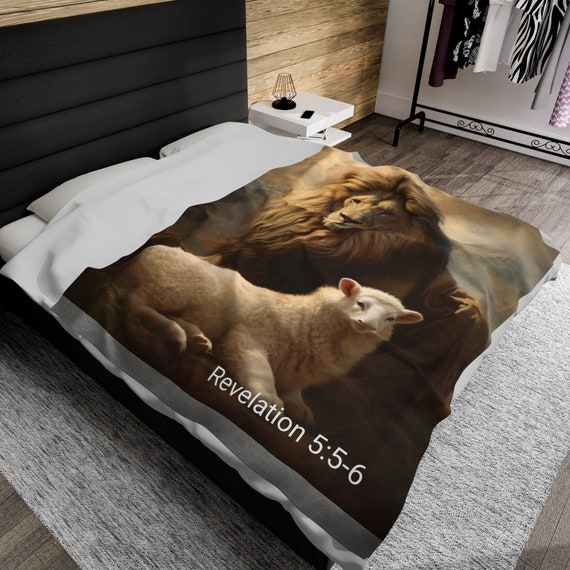"The Lion and the Lamb"  Revelation 5:5-6 Lightweight Throw Blanket