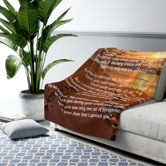 "Footprints In The Sand"- Sherpa Fleece Throw Blanket