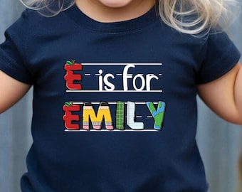 Custom Kids Name School Shirt,  Back to School Shirt, Elementary School Shirt, Toddler First Day of School Tee, Alphabet with Name Tee