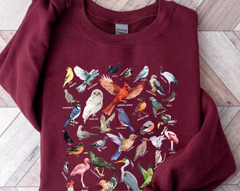 Bird Shirt for Women, Birding Sweatshirt, Bird Lover Sweatshirt, Bird Gift, Birds Sweatshirt for Animal Lover, Birdwatcher Shirt, Bird Tee