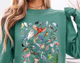 Comfort Colors® Bird Long Sleeve Shirt, Birding Shirt, Bird Lover Shirt, Bird Gift, Birds Shirt for Animal Lover, Bird Tee, Birdwatcher Tee