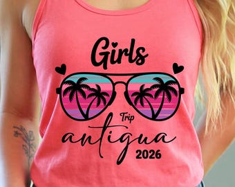 Custom Girls Trip 2026 Tank Top: Personalized Girl Vacation, Beach Summer Vacay Mode Tanks