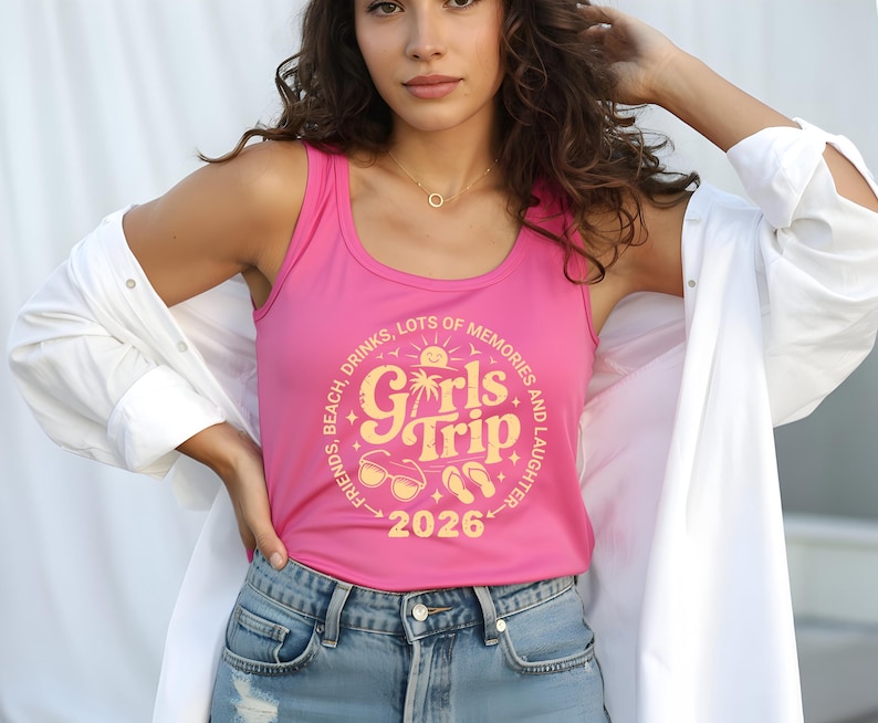 Girls Trip 2026 Tank Top, Matching Group Vacation Tank, Bachelorette Travel Shirt, Girls Trip Tanks, Girls Vacation Tanks Bild 2